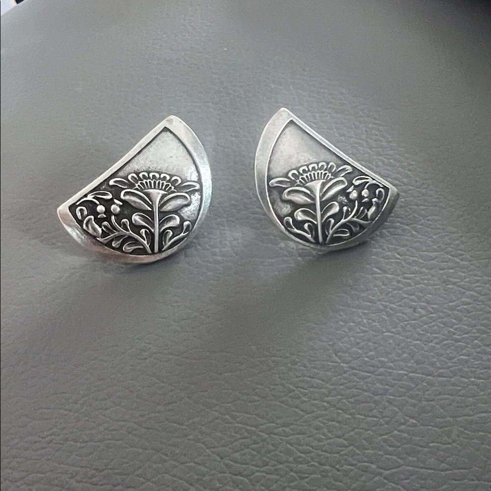 Vintage Sterling Silver Floral Earrings